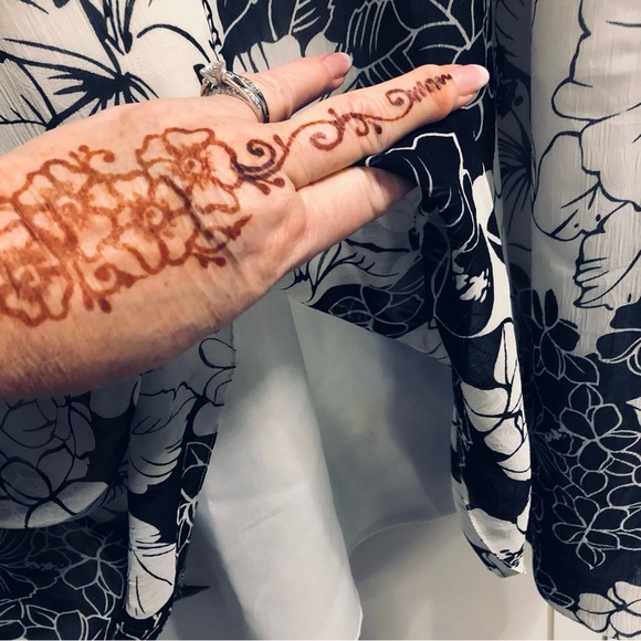 Plus Size XL ProHand Made Floral Garden Black/White Swing Shift Dress Lined - Picture 6 of 9